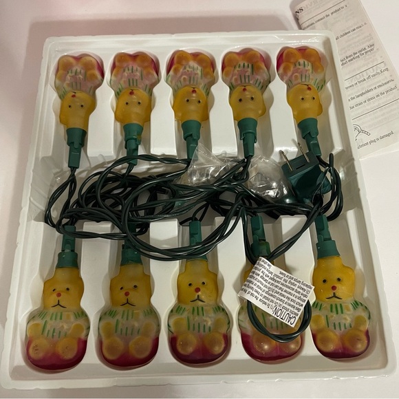 Christmas String Light Glass Teddy Bear Vintage Set Holiday Time 90's - Picture 3 of 6